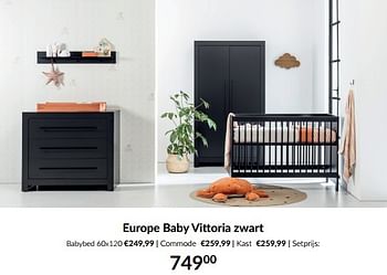 Aanbiedingen Europe baby vittoria zwart - Europe baby - Geldig van 16/08/2022 tot 19/09/2022 bij Babypark