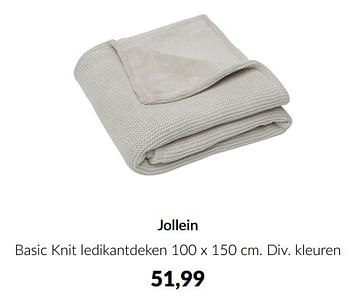 Aanbiedingen Jollein basic knit ledikantdeken - Jollein - Geldig van 16/08/2022 tot 19/09/2022 bij Babypark