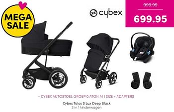 Aanbiedingen Cybex talos s lux deep black 3 in 1 kinderwagen - Cybex - Geldig van 21/08/2022 tot 27/08/2022 bij Baby & Tiener Megastore