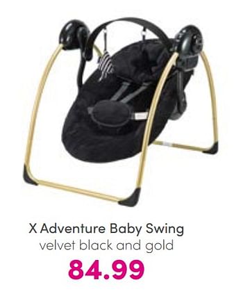 Aanbiedingen X adventure baby swing velvet black and gold - Xadventure - Geldig van 21/08/2022 tot 27/08/2022 bij Baby & Tiener Megastore
