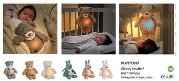 Aanbiedingen Sleepy knuffel- nachtlampje - Nattou - Geldig van 01/09/2022 tot 30/09/2022 bij Multi Bazar