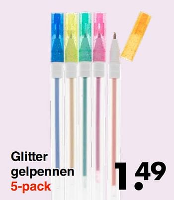 Aanbiedingen Glitter gelpennen - Huismerk - Wibra - Geldig van 22/08/2022 tot 04/09/2022 bij Wibra