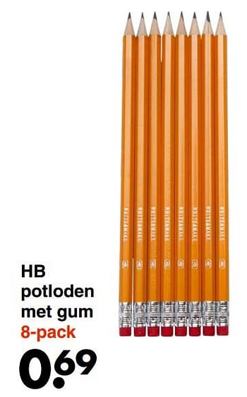 Aanbiedingen Hb potloden met gum - Huismerk - Wibra - Geldig van 22/08/2022 tot 04/09/2022 bij Wibra