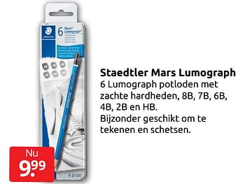 Aanbiedingen Staedtler mars lumograph - Staedtler - Geldig van 27/08/2022 tot 04/09/2022 bij Boekenvoordeel