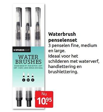 Aanbiedingen Waterbrush penselenset - Studio Light - Geldig van 27/08/2022 tot 04/09/2022 bij Boekenvoordeel