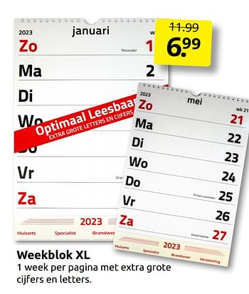 Aanbiedingen Weekblok xl - Huismerk - Boekenvoordeel - Geldig van 27/08/2022 tot 04/09/2022 bij Boekenvoordeel