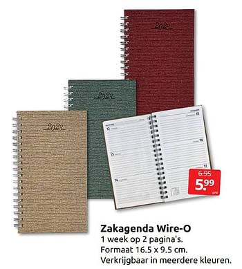 Aanbiedingen Zakagenda wire-o - Huismerk - Boekenvoordeel - Geldig van 27/08/2022 tot 04/09/2022 bij Boekenvoordeel