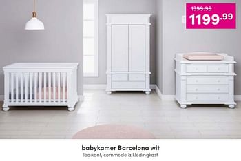 Aanbiedingen Babykamer barcelona wit - Huismerk - Baby &amp; Tiener Megastore - Geldig van 28/08/2022 tot 03/09/2022 bij Baby & Tiener Megastore