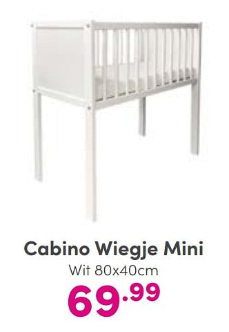 Aanbiedingen Cabino wiegje mini wit - Cabino - Geldig van 28/08/2022 tot 03/09/2022 bij Baby & Tiener Megastore