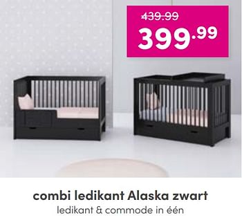 Aanbiedingen Combi ledikant alaska zwart - Huismerk - Baby &amp; Tiener Megastore - Geldig van 28/08/2022 tot 03/09/2022 bij Baby & Tiener Megastore