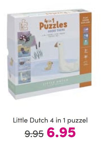 Aanbiedingen Little dutch 4 in 1 puzzel - Little Dutch - Geldig van 28/08/2022 tot 03/09/2022 bij Baby & Tiener Megastore