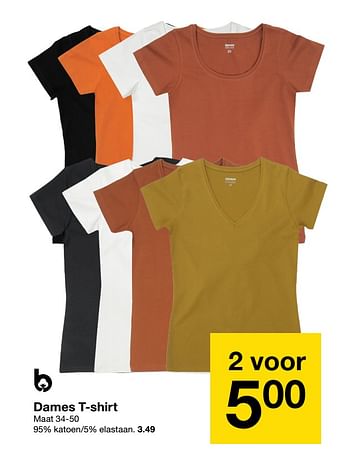 Aanbiedingen Dames t-shirt - Huismerk - Zeeman  - Geldig van 27/08/2022 tot 09/09/2022 bij Zeeman