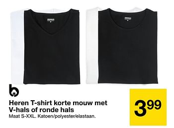 Aanbiedingen Heren t-shirt korte mouw met v-hals of ronde hals - Huismerk - Zeeman  - Geldig van 27/08/2022 tot 09/09/2022 bij Zeeman