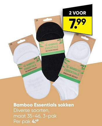 Aanbiedingen Bamboo essentials sokken - Huismerk - Big Bazar - Geldig van 29/08/2022 tot 11/09/2022 bij Big Bazar
