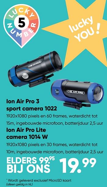 Aanbiedingen Ion air pro 3 sport camera 1022 - Ion - Geldig van 29/08/2022 tot 11/09/2022 bij Big Bazar