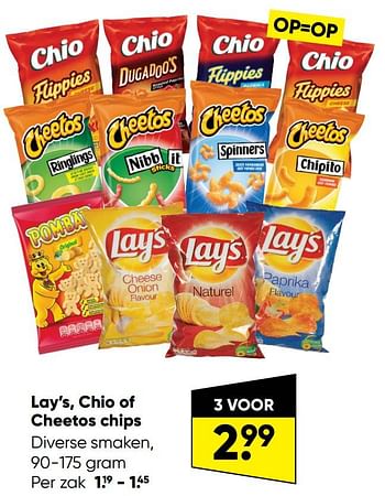 Aanbiedingen Lay’s, chio of cheetos chips - Huismerk - Big Bazar - Geldig van 29/08/2022 tot 11/09/2022 bij Big Bazar