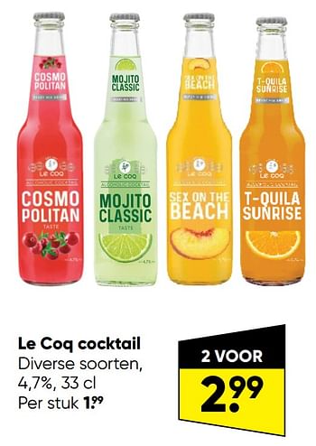 Aanbiedingen Le coq cocktail - Le Coq - Geldig van 29/08/2022 tot 11/09/2022 bij Big Bazar
