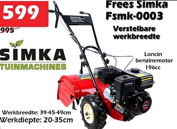 Aanbiedingen Frees simka fsmk-0003 - Simka Tuinmachines - Geldig van 18/08/2022 tot 11/09/2022 bij Itek