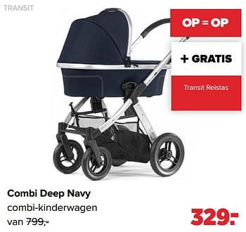 Aanbiedingen Combi deep navy combi-kinderwagen - Transit - Geldig van 29/08/2022 tot 24/09/2022 bij Baby-Dump