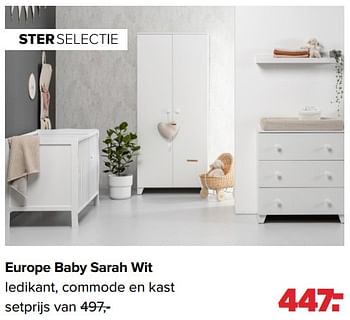 Aanbiedingen Europe baby sarah wit - Europe baby - Geldig van 29/08/2022 tot 24/09/2022 bij Baby-Dump