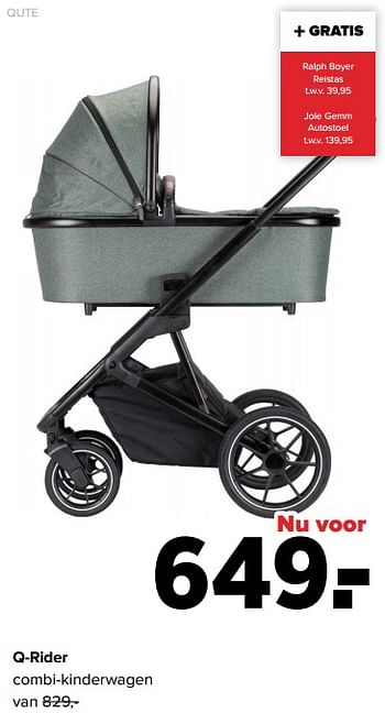 Aanbiedingen Q-rider combi-kinderwagen - Qute  - Geldig van 29/08/2022 tot 24/09/2022 bij Baby-Dump