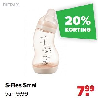 Aanbiedingen S-fles smal - Difrax - Geldig van 29/08/2022 tot 24/09/2022 bij Baby-Dump
