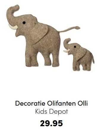 Aanbiedingen Decoratie olifanten olli kids depot - KidsDepot  - Geldig van 04/09/2022 tot 17/09/2022 bij Baby & Tiener Megastore