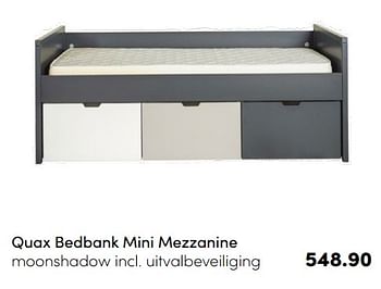 Aanbiedingen Quax bedbank mini mezzanine moonshadow incl uitvalbeveiliging - Quax - Geldig van 04/09/2022 tot 17/09/2022 bij Baby & Tiener Megastore