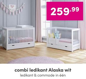 Aanbiedingen Combi ledikant alaska wit - Huismerk - Baby &amp; Tiener Megastore - Geldig van 04/09/2022 tot 10/09/2022 bij Baby & Tiener Megastore