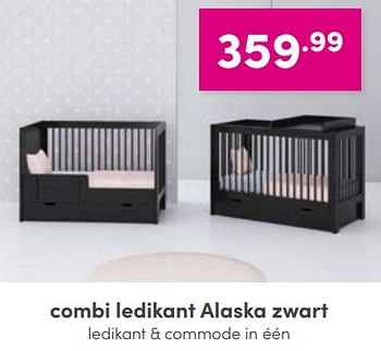 Aanbiedingen Combi ledikant alaska zwart - Huismerk - Baby &amp; Tiener Megastore - Geldig van 04/09/2022 tot 10/09/2022 bij Baby & Tiener Megastore