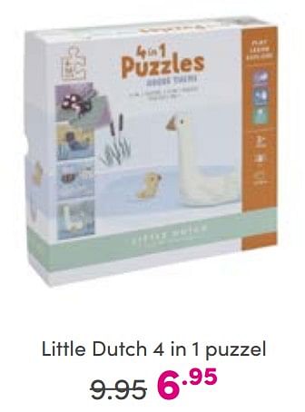 Aanbiedingen Little dutch 4 in 1 puzzel - Little Dutch - Geldig van 04/09/2022 tot 10/09/2022 bij Baby & Tiener Megastore
