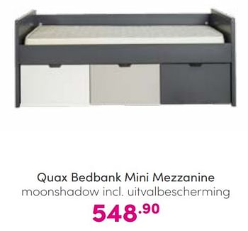 Aanbiedingen Quax bedbank mini mezzanine moonshadow incl uitvalbescherming - Quax - Geldig van 04/09/2022 tot 10/09/2022 bij Baby & Tiener Megastore