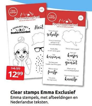 Aanbiedingen Clear stamps emma exclusief - Huismerk - Boekenvoordeel - Geldig van 03/09/2022 tot 11/09/2022 bij Boekenvoordeel