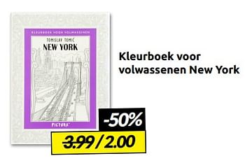 Aanbiedingen Kleurboek voor volwassenen new york - Huismerk - Boekenvoordeel - Geldig van 03/09/2022 tot 11/09/2022 bij Boekenvoordeel