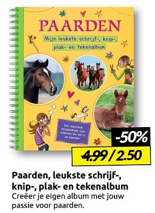 Aanbiedingen Paarden, leukste schrijf-, knip-, plak- en tekenalbum - Huismerk - Boekenvoordeel - Geldig van 03/09/2022 tot 11/09/2022 bij Boekenvoordeel