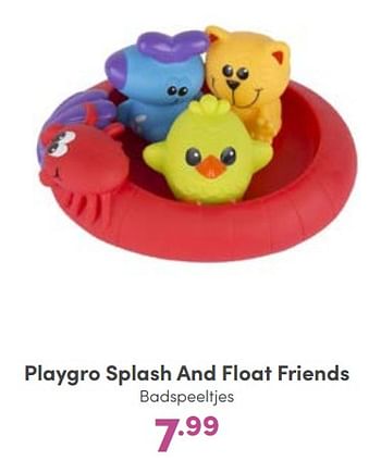 Aanbiedingen Playgro splash and float friends badspeeltjes - Playgro - Geldig van 11/09/2022 tot 17/09/2022 bij Baby & Tiener Megastore