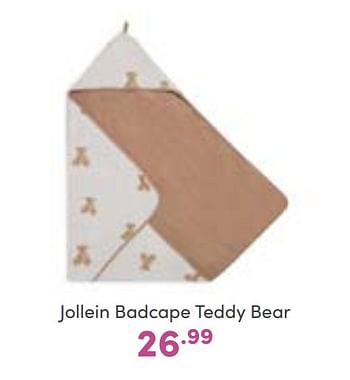 Aanbiedingen Jollein badcape teddy bear - Jollein - Geldig van 11/09/2022 tot 17/09/2022 bij Baby & Tiener Megastore