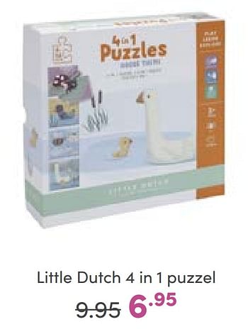Aanbiedingen Little dutch 4 in 1 puzzel - Little Dutch - Geldig van 11/09/2022 tot 17/09/2022 bij Baby & Tiener Megastore