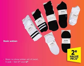 Aanbiedingen Basic no show sokken wit of zwart - Huismerk - Big Bazar - Geldig van 12/09/2022 tot 25/09/2022 bij Big Bazar
