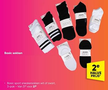 Aanbiedingen Basic sport sneakersokken wit of zwart - Huismerk - Big Bazar - Geldig van 12/09/2022 tot 25/09/2022 bij Big Bazar