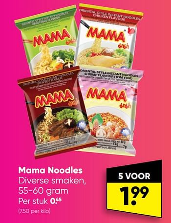 Aanbiedingen Mama noodles - Mama - Geldig van 12/09/2022 tot 25/09/2022 bij Big Bazar