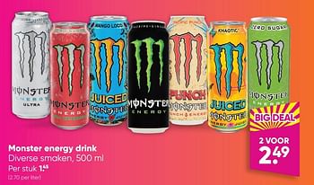 Aanbiedingen Monster energy drink - Monster - Geldig van 12/09/2022 tot 25/09/2022 bij Big Bazar
