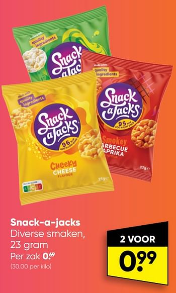 Aanbiedingen Snack-a-jacks - Snack a Jacks - Geldig van 12/09/2022 tot 25/09/2022 bij Big Bazar
