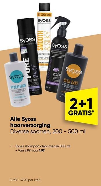 Aanbiedingen Syoss shampoo oleo intense - Syoss - Geldig van 12/09/2022 tot 25/09/2022 bij Big Bazar