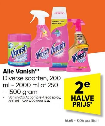 Aanbiedingen Vanish oxi action pre-treat spray - Vanish - Geldig van 12/09/2022 tot 25/09/2022 bij Big Bazar