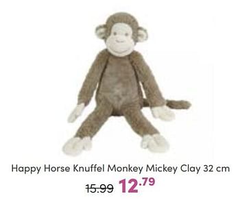 Aanbiedingen Happy horse knuffel monkey mickey clay - Happy Horse - Geldig van 18/09/2022 tot 24/09/2022 bij Baby & Tiener Megastore