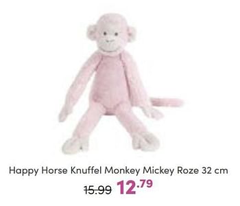Aanbiedingen Happy horse knuffel monkey mickey roze - Happy Horse - Geldig van 18/09/2022 tot 24/09/2022 bij Baby & Tiener Megastore