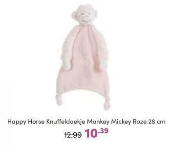 Aanbiedingen Happy horse knuffeldoekje monkey mickey roze - Happy Horse - Geldig van 18/09/2022 tot 24/09/2022 bij Baby & Tiener Megastore
