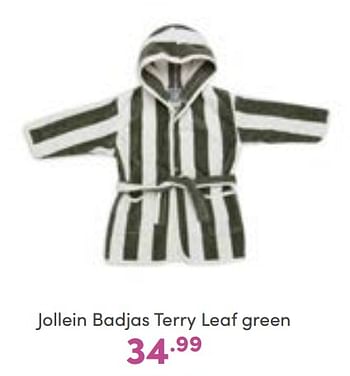 Aanbiedingen Jollein badjas terry leaf green - Jollein - Geldig van 18/09/2022 tot 24/09/2022 bij Baby & Tiener Megastore