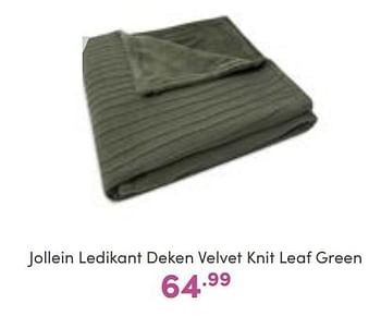Aanbiedingen Jollein ledikant deken velvet knit leaf green - Jollein - Geldig van 18/09/2022 tot 24/09/2022 bij Baby & Tiener Megastore